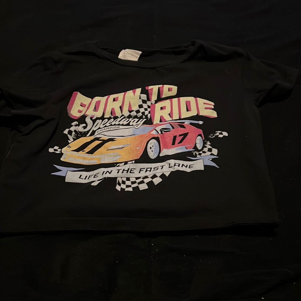 “born to ride” cropped t